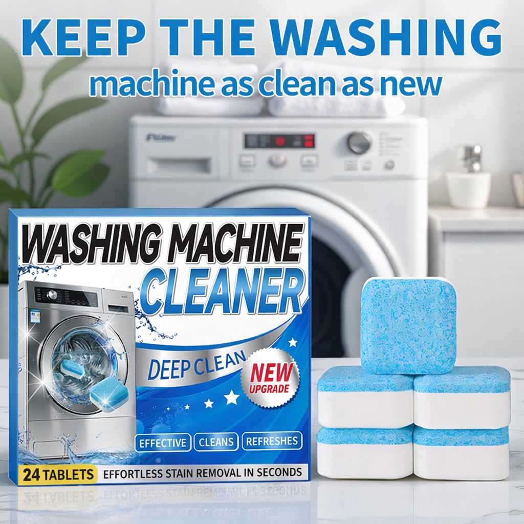 Premium enzyme washing machine cleaner in official packaging by Curat Cart, ensures deep clean and effortless stain removal.