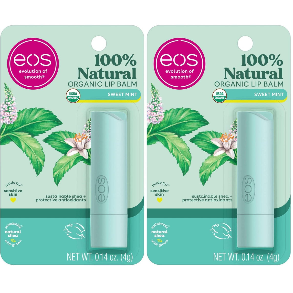 Discover eos Natural Shea Lip Balm, featuring sweet mint flavor in eco-friendly packaging, perfect for sensitive skin.