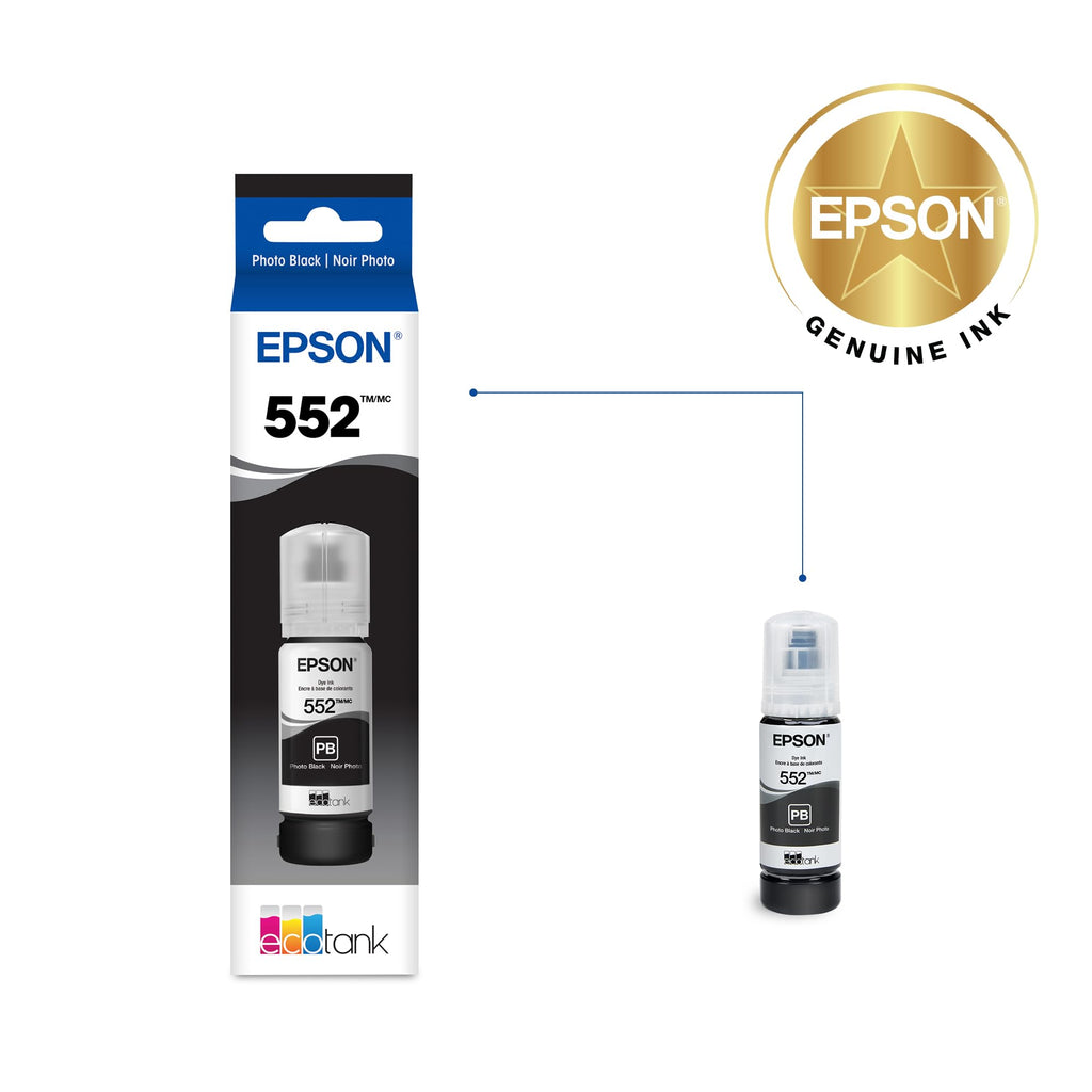 Epson EcoTank Ink Photo Black 552, 100% authentic and available in India at Curat Cart for premium printing results.