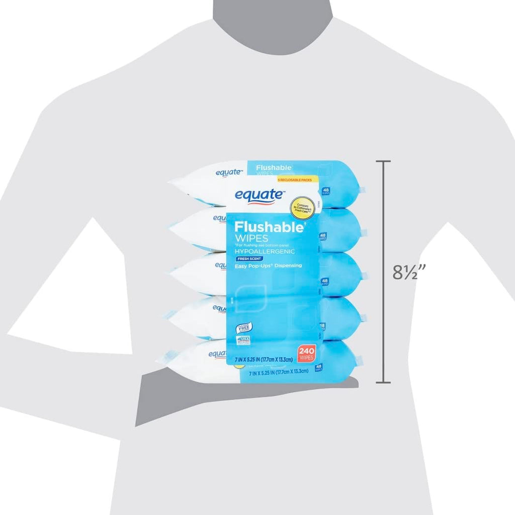 Equate Flushable Wipes Fresh Scent, a premium imported choice for freshness and hygiene, available at Curat Cart.