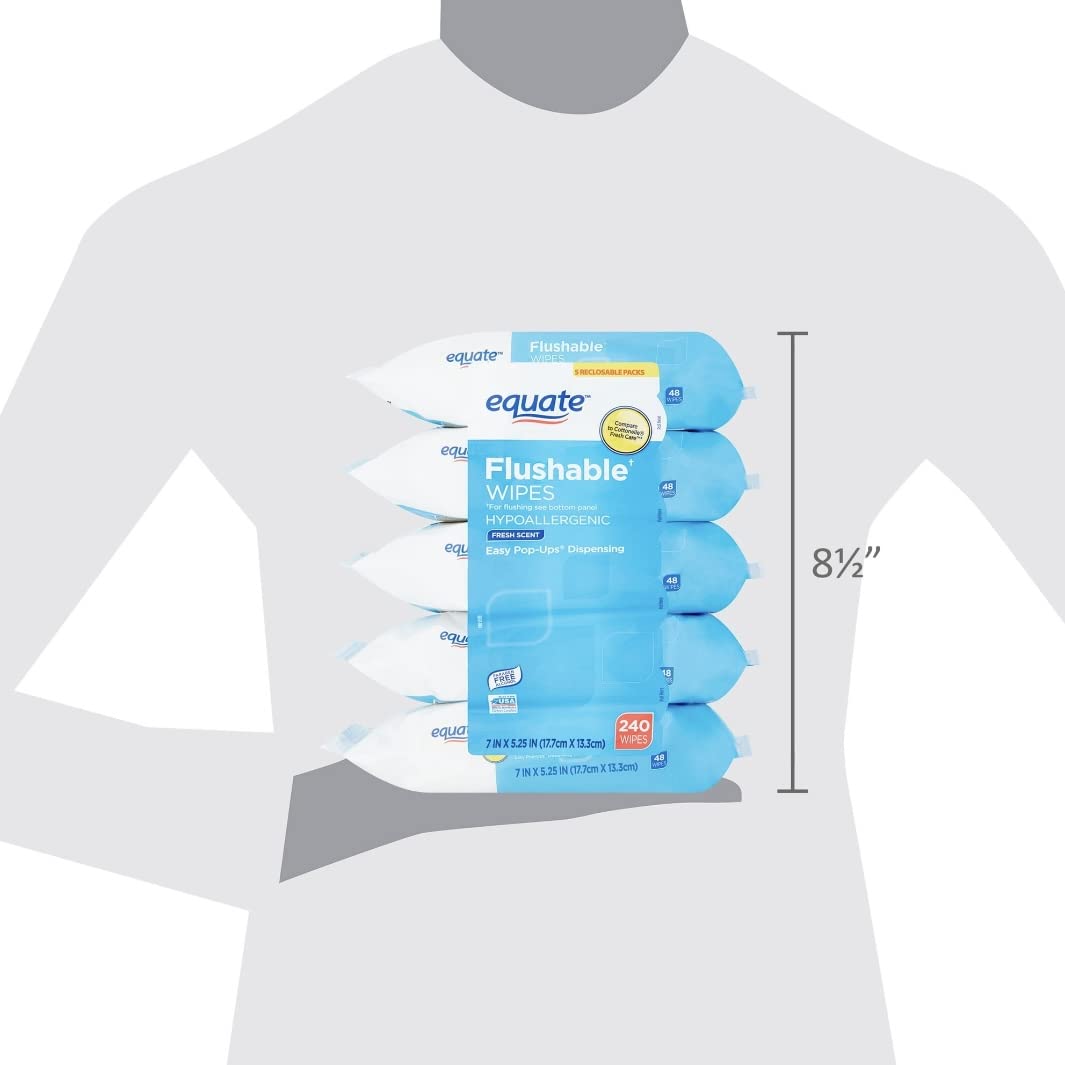 Equate Flushable Wipes Fresh Scent, a premium imported choice for freshness and hygiene, available at Curat Cart.