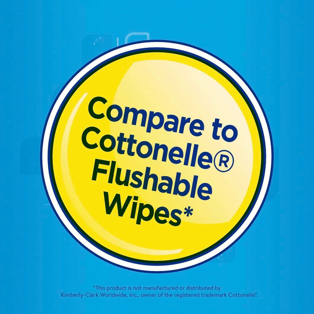 Equate Flushable Wipes Fresh Scent in official packaging, offering quality and freshness for effective cleansing. Available at Curat Cart.