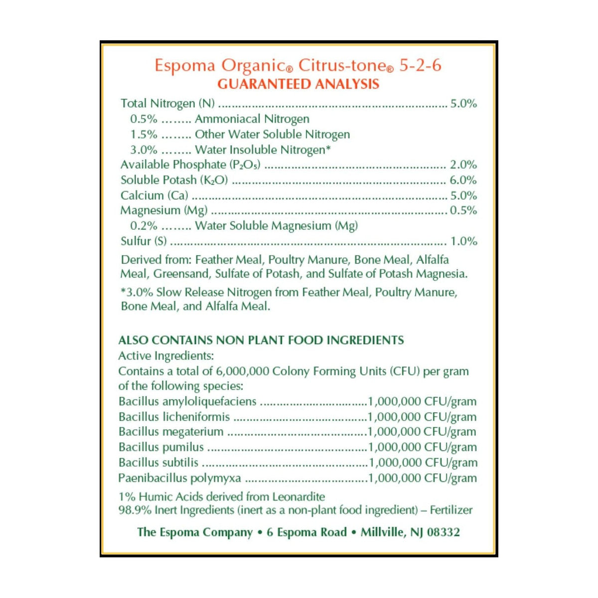 Espoma Organic Citrus-Tone Fertilizer offers high-quality packaging with essential nutrients for vibrant citrus growth. Available at Curat Cart.