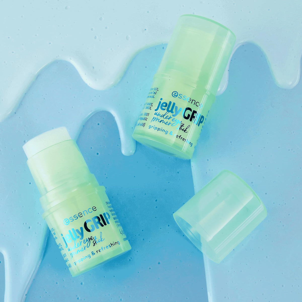 Essence Jelly Grip Under Eye Primer Stick enhances hydration and grip, perfect for a refreshing makeup base. Imported luxury.