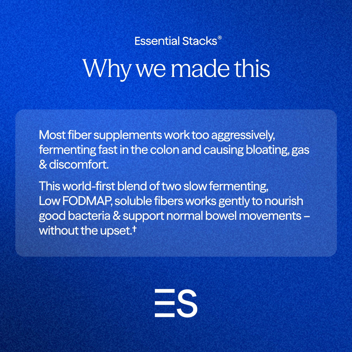 Essential Stacks Sunfiber Fiber in premium packaging, designed to promote gut health and comfort. Available at Curat Cart.