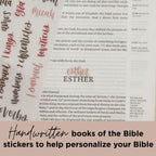 Enhance your Bible study with the Esther Bible Journaling Kit from Curat Cart, featuring personalized handwritten stickers. Perfect for daily use.