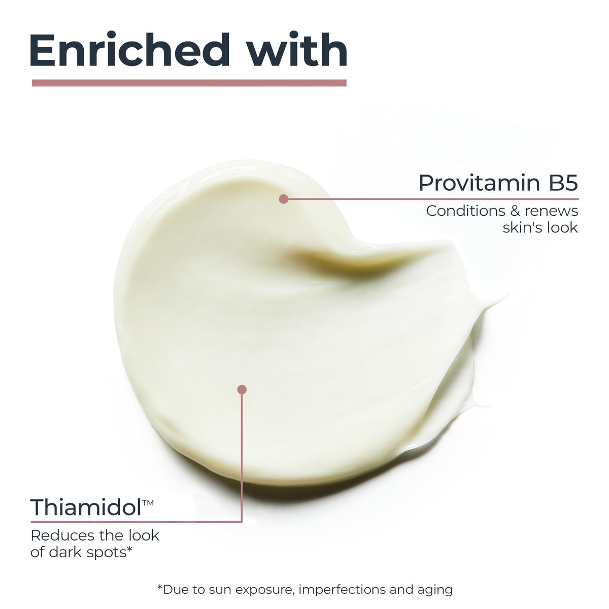 Eucerin Radiant Tone Night Cream displays a creamy texture, enriched with Provitamin B5 and Thiamidol™ for radiant skin.