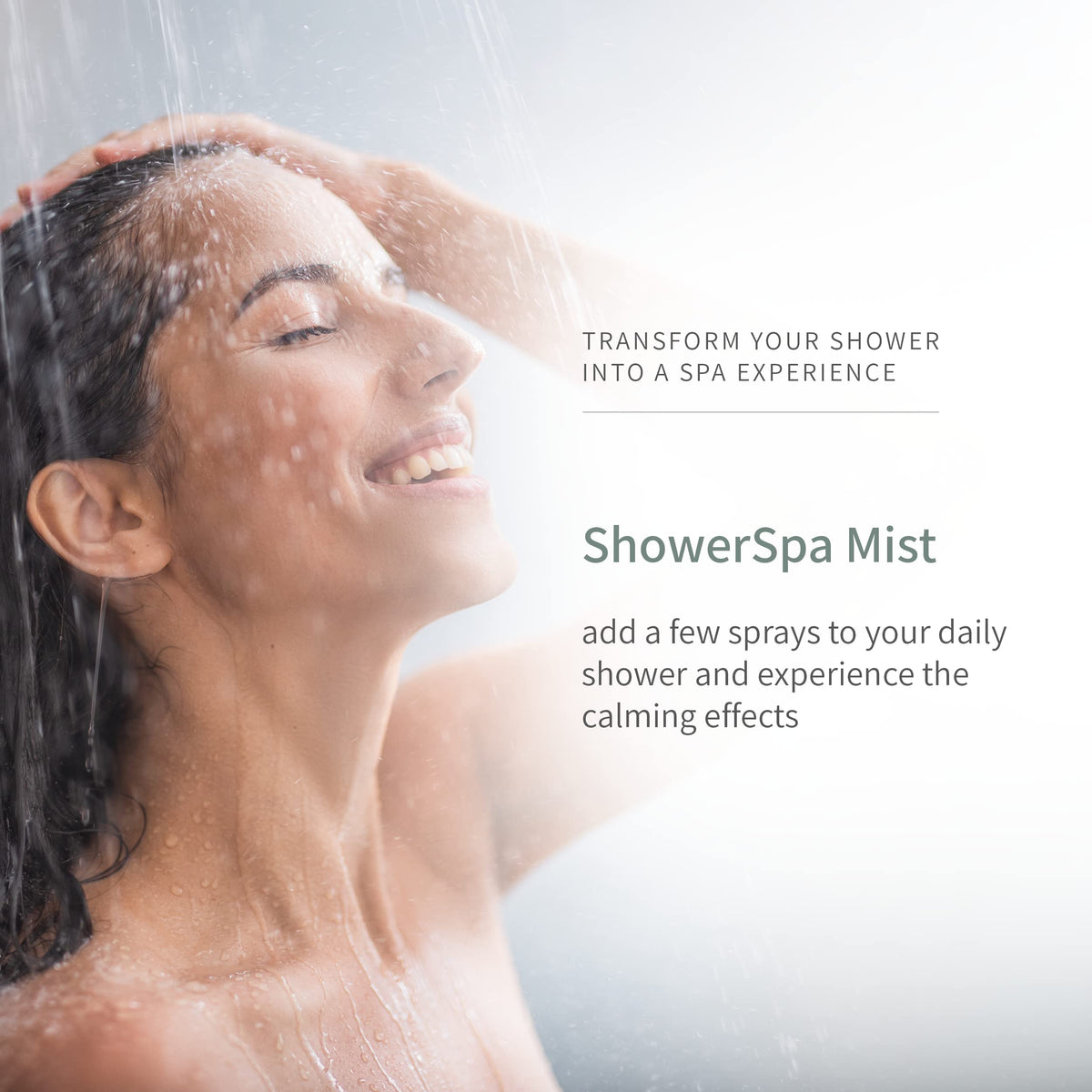 Experience the calming effects of ShowerSpa Mist, packaged in high-quality design, available at Curat Cart for a spa-like shower.