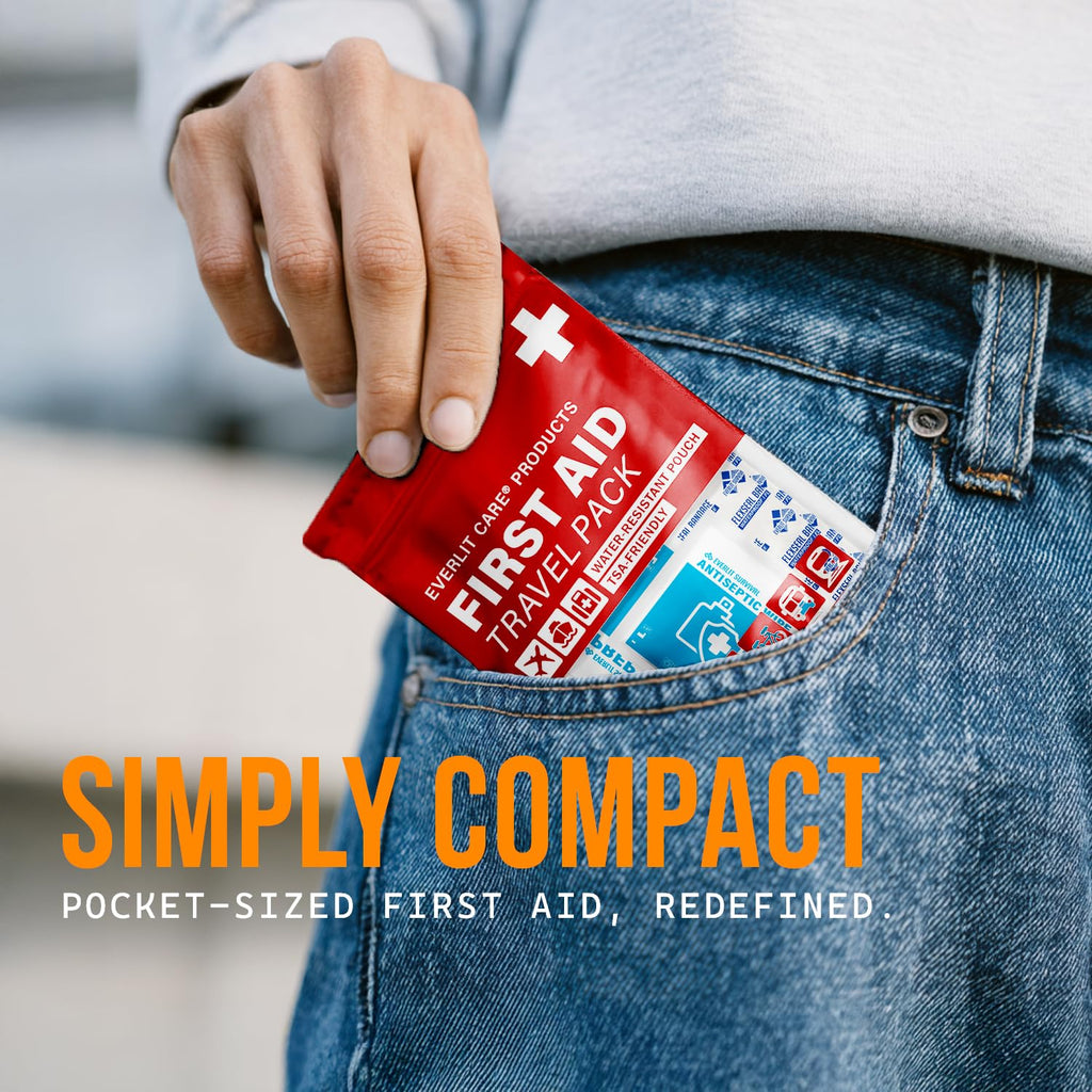 The EVERLIT Travel Bandage Pack fits perfectly in your pocket, ideal for on-the-go first aid. Shop now at Curat Cart.