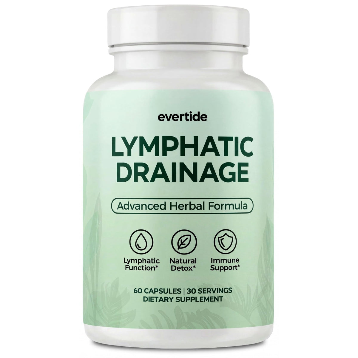 Premium imported Evertide Lymphatic Drainage Supplement aids lymphatic function, natural detox, and immune support.