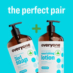 Explore Everyone's 2-in-1 Hand & Body Lotion and Unscented Soap. Available for online order. Perfect for daily care!