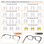Discover the premium Eyeglass Nose Pads Replacement Kit from Curat Cart, featuring 24 high-quality silicone pads in official packaging.