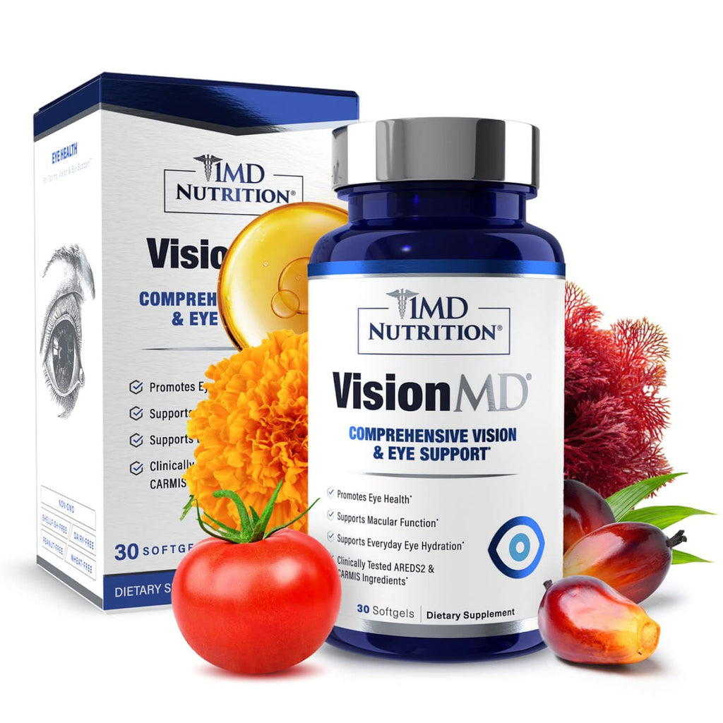 1MD Nutrition VisionMD Eye Vitamin CARMIS - with Lutein & Zeaxanthin | Supports Vision Health, Everyday Eye Strain, & Occasional Dry Eye | 60 Softgels (2-Pack)
