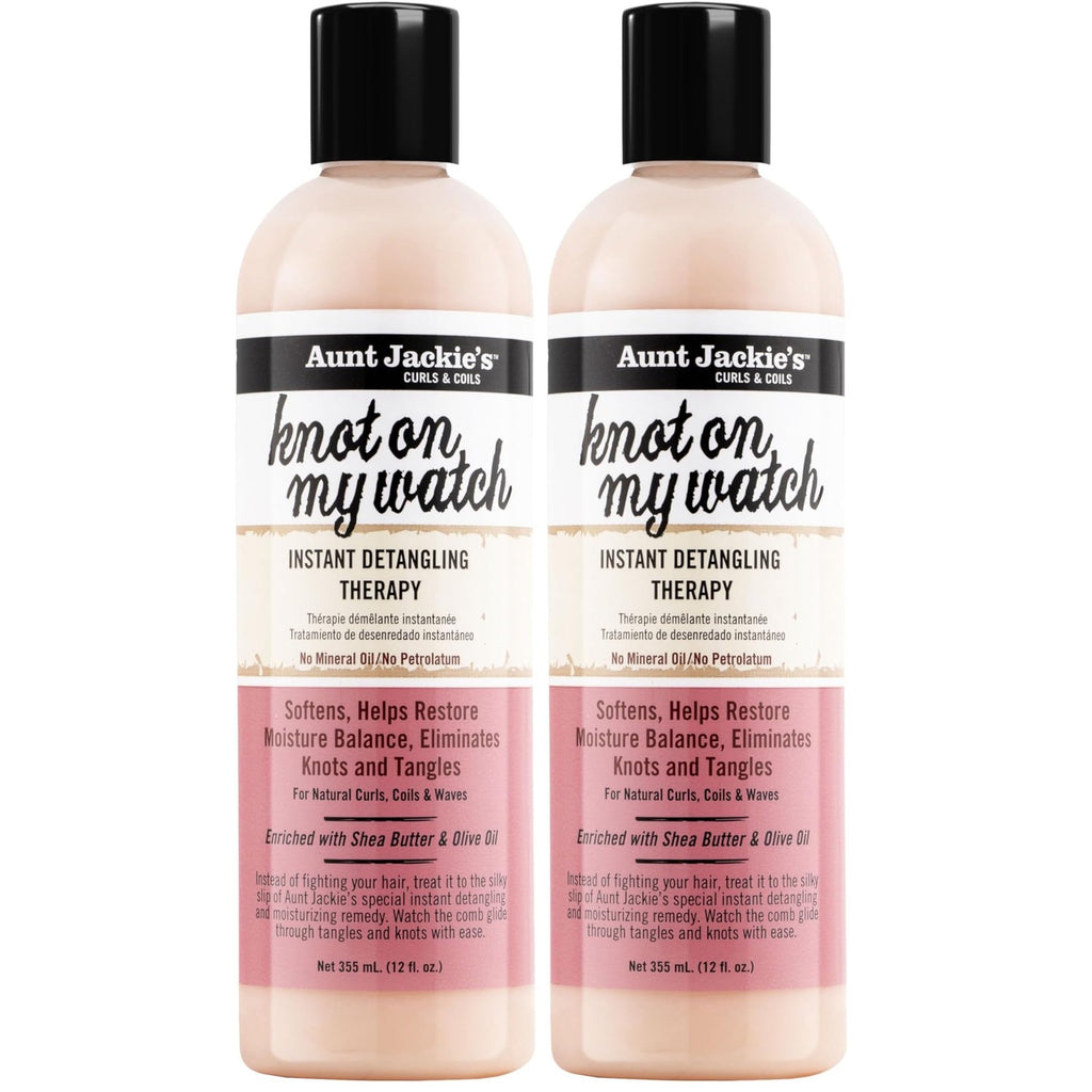 Aunt Jackie's Curls and Coils Knot On My Watch, Large 24oz Family Sized Pump, Instant Hair Detangling Therapy for Natural Curls, Coils and Waves, Pink…