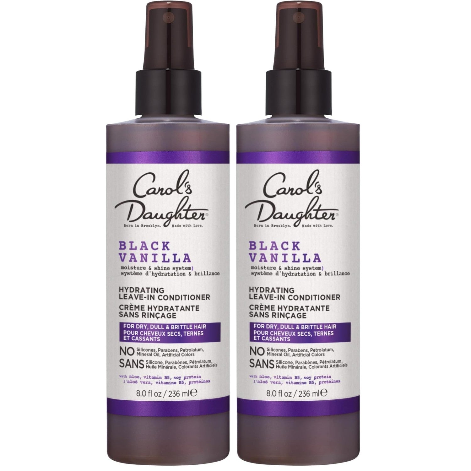 Carol's Daughter Black Vanilla Leave In Conditioner for Curly, Wavy or Natural Hair, Moisturizing Hair Care for Dry, Dull or Brittle Split Ends, 8 Fl Oz