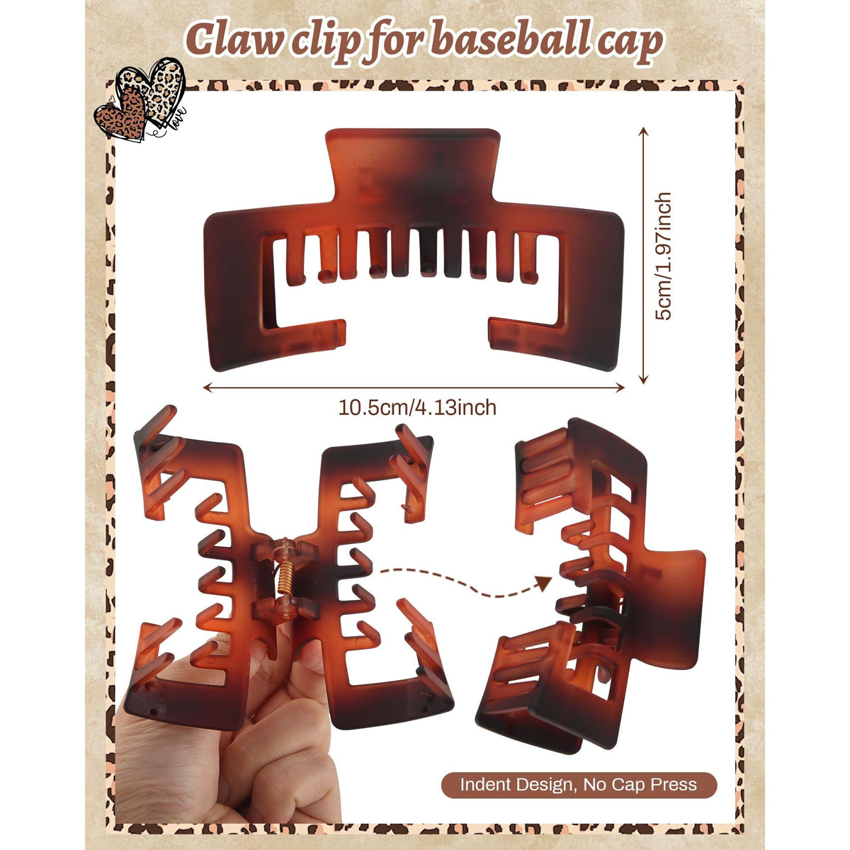 Stylish claw clips designed for baseball caps. Indent design ensures no cap press. Verified by CuratCart.
