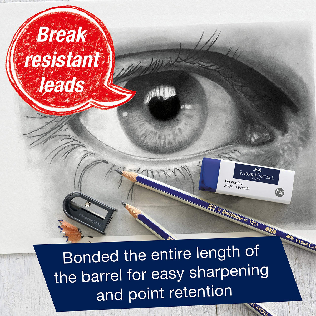 Discover Faber-Castell Graphite Sketch Pencils, specially curated by Curat Cart for exceptional artistry and break-resistant leads.