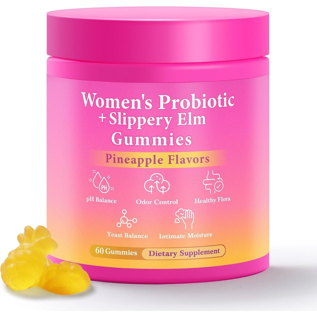 BURMINY Her Juicy Feminine Probiotics Gummies, Premium Feminine Balance Probiotics with Slippery Elm for Women's pH Balance and Freshness – Support Daily Wellness & Comfort 120 Pineapple Gummies