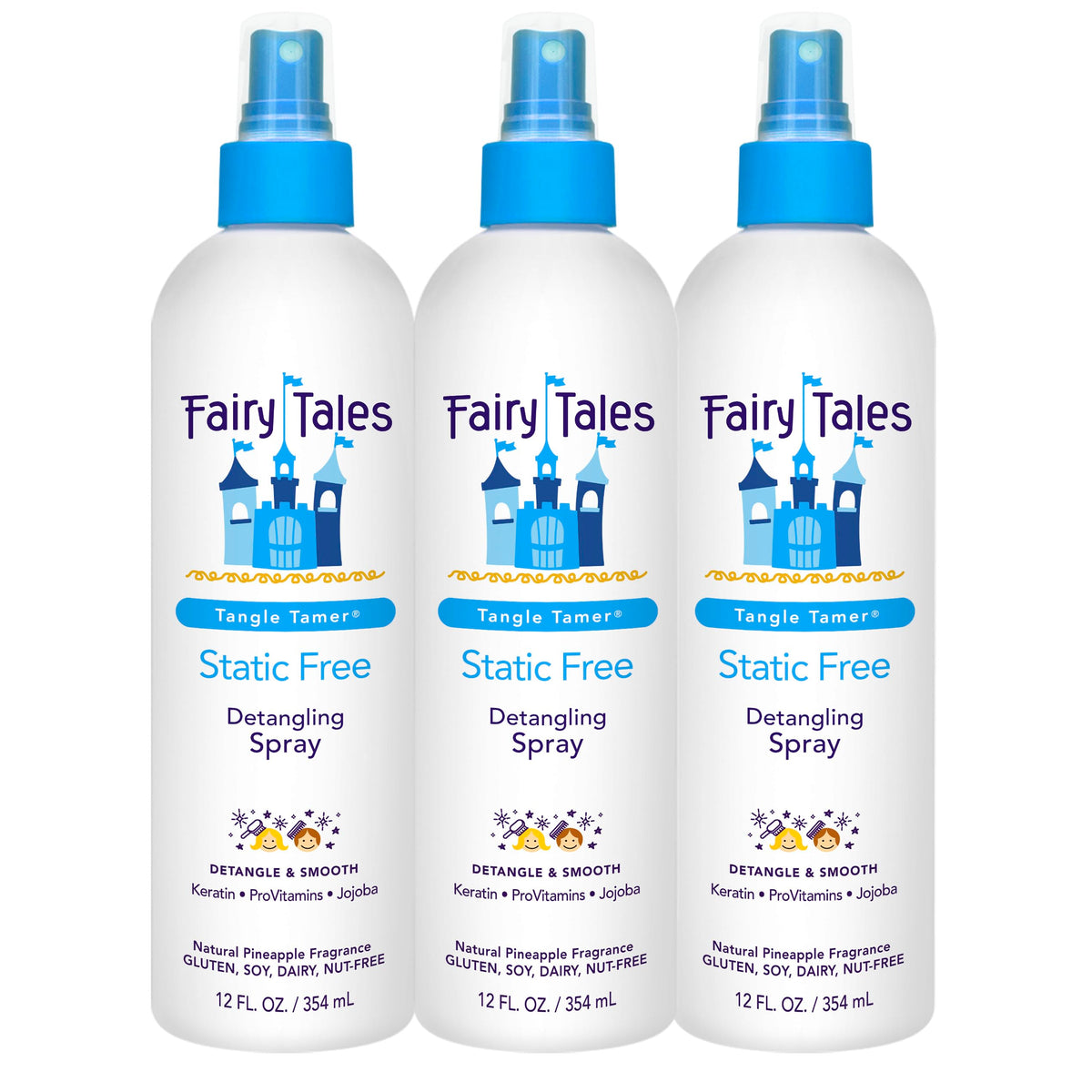 Fairy Tales Tangle Tamer Detangling Spray in high-quality packaging, featuring a pineapple fragrance. Available at Curat Cart.