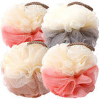 Set of four premium imported FARMOGA bath loofahs in various colors for an exfoliating spa experience.
