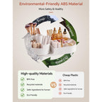Booklov's rotating makeup organizer features eco-friendly ABS material, ensuring safety, authenticity, and sustainability in design.