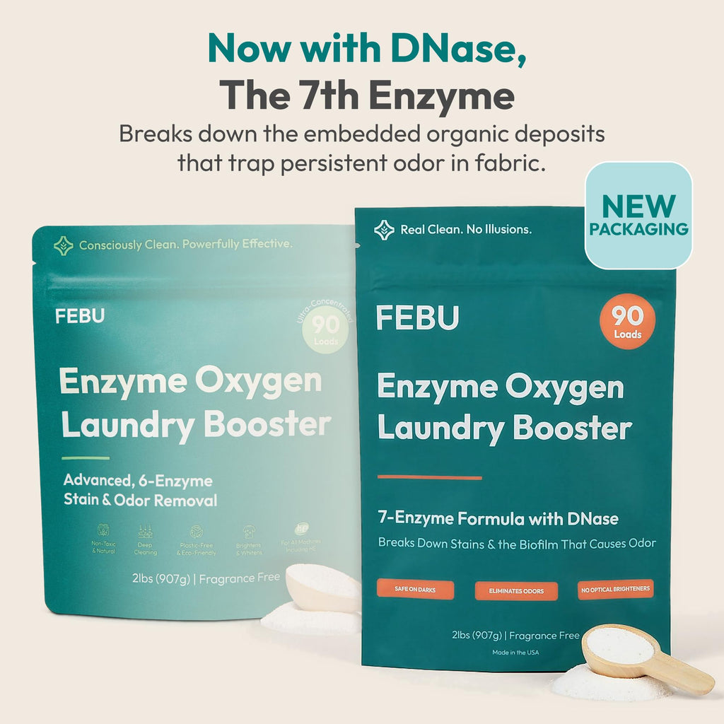 FEBU Enzyme Laundry Booster with DNase, 100% Authentic, available at Curat Cart for effective stain removal. Perfect for Indian households.