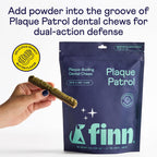 Premium imported Finn Dental Powder for Dogs, featuring delicious peanut butter flavor for effective dental care. Available at Curat Cart.