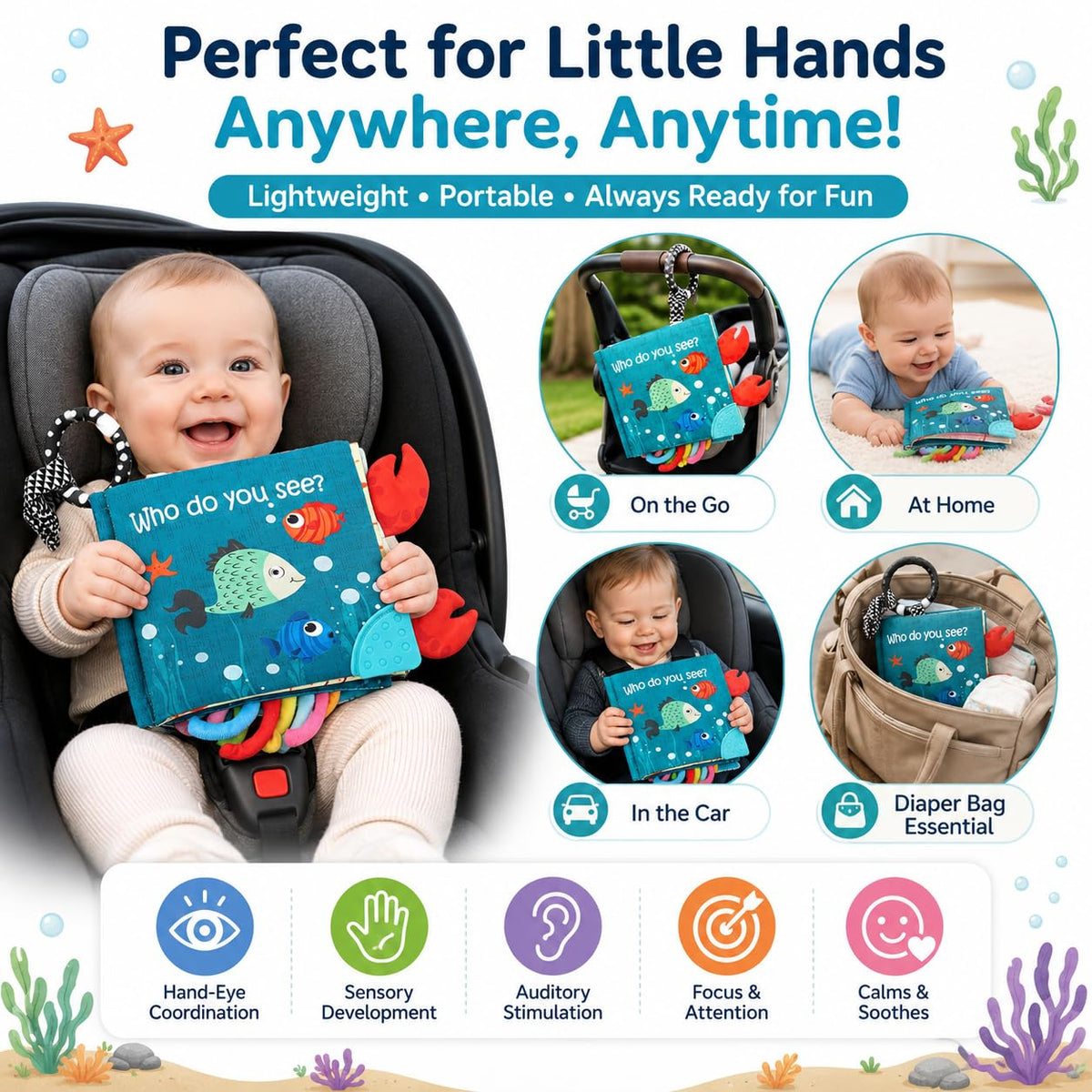 Engaging Fish Baby Cloth Crinkle Books from Curat Cart, perfect for sensory development. 100% Authentic, available in India.