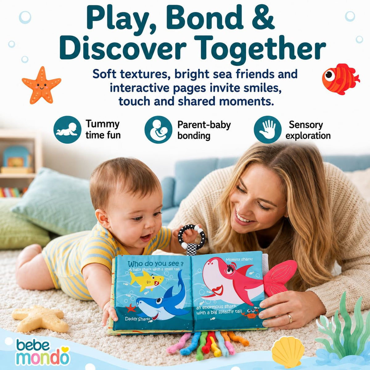 Interactive Fish Baby Cloth Crinkle Books from Curat Cart offer sensory exploration and bonding moments. 100% Authentic, available in India.