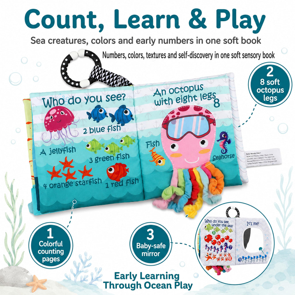 Explore ocean-themed Fish Baby Cloth Crinkle Books, specially curated by Curat Cart for early learning and sensory play.