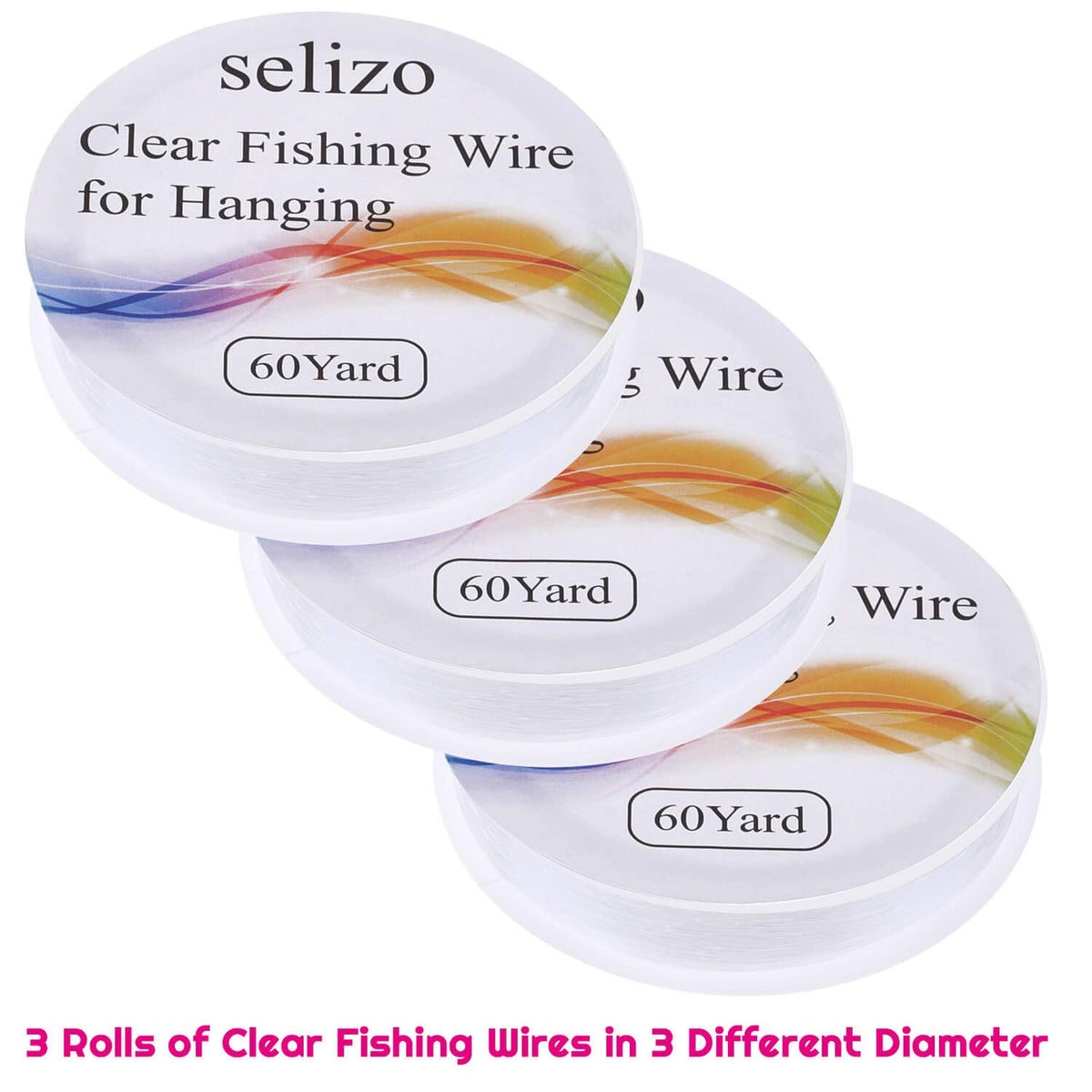 Selizo Fishing Wire Jewelry String, 3 rolls of clear fishing wires in 60 yards each, 100% Authentic and available at Curat Cart.