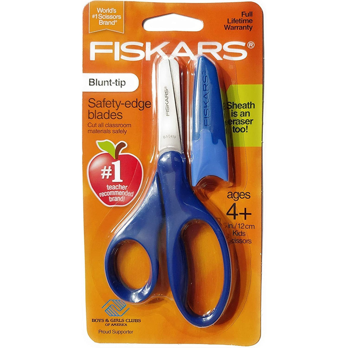 Fiskars Safety-edge Blade Scissors in premium imported packaging, ideal for kids 4+, available at Curat Cart.