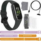 Fitbit Inspire 3 Fitness Tracker with premium imported accessories including multiple bands, charging cable, and screen protectors from Curat Cart.