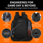 Fitdom Heavy Duty Mesh Ball Backpack with padded straps and dual front pockets. 100% Authentic, available at Curat Cart in India.