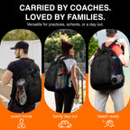 Fitdom Heavy Duty Mesh Ball Backpack, a premium import ideal for coaches and families, available at Curat Cart.