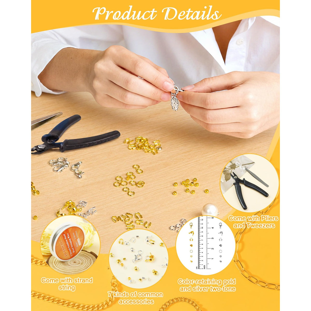 FIVEIZERO Jewelry Making Cord End Kit includes high-quality tools, accessories, and a premium storage container. Available at Curat Cart.