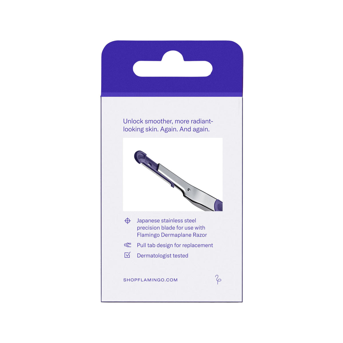 6 Japanese stainless steel blades for Flamingo Dermaplane Razor. Order online for smooth, radiant skin now!