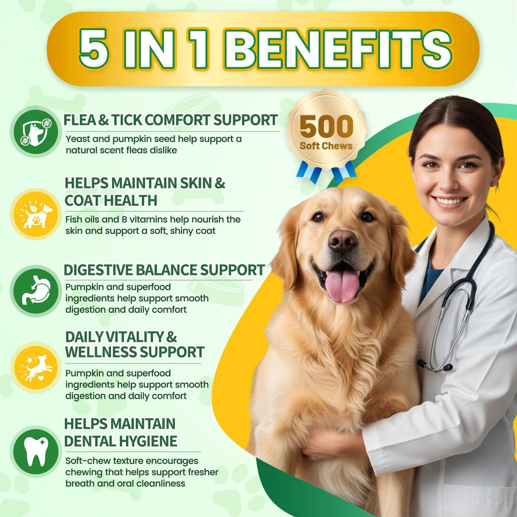 Flea and Tick Prevention for Dogs offers 5-in-1 benefits in high-quality packaging. Available at Curat Cart for enhanced pet health.