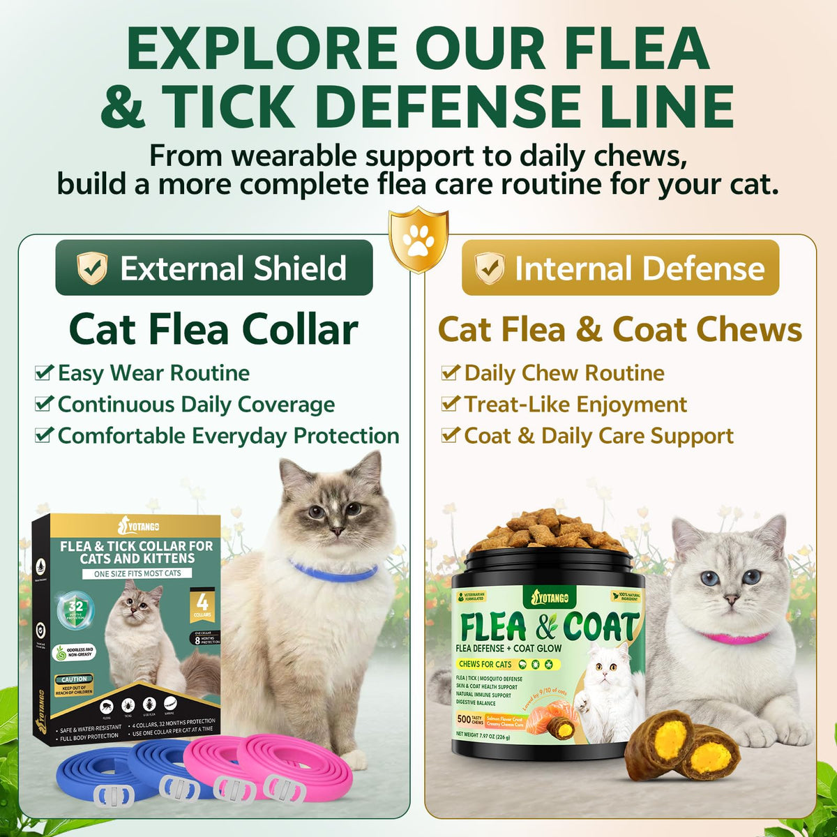 Specially curated by Curat Cart, this flea collar for cats offers continuous protection and comfort for your feline friend.