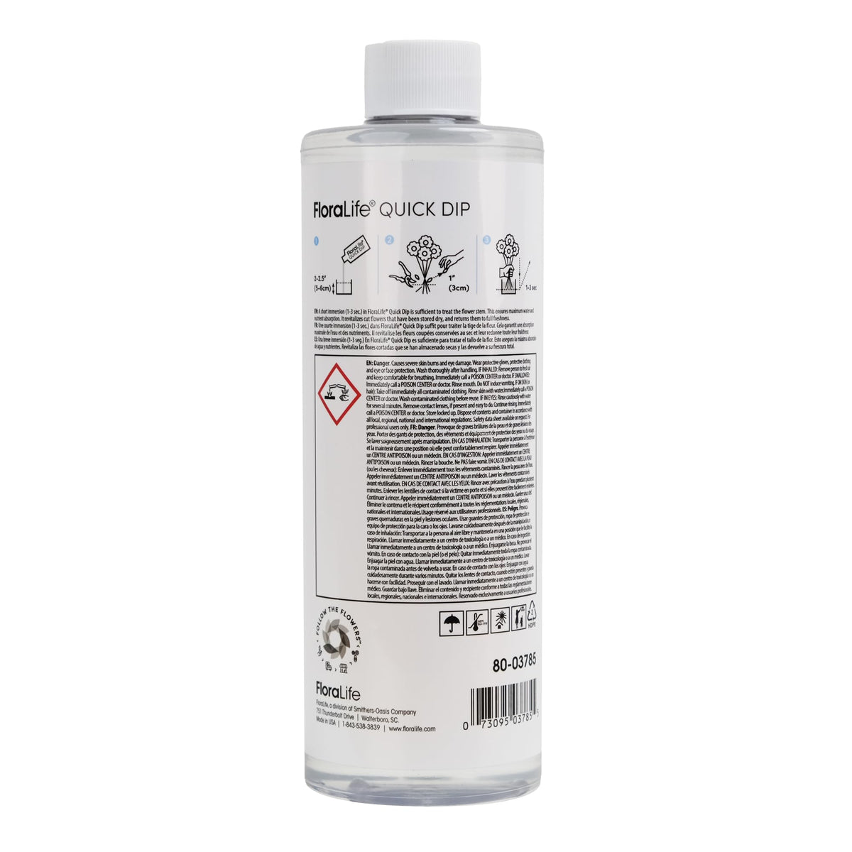 FloraLife Quick Dip Solution in official packaging, featuring detailed usage instructions and safety warnings. Available at Curat Cart.