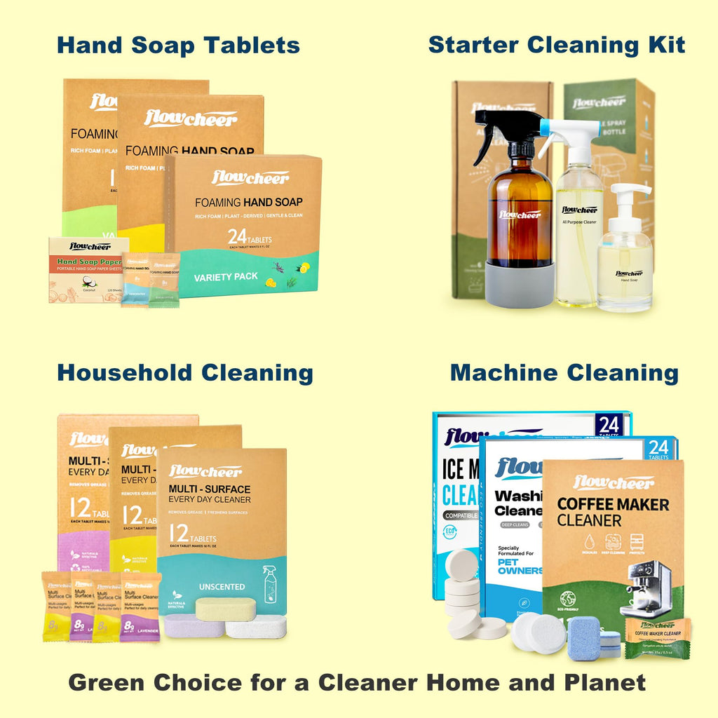 Flowcheer offers 100% genuine foaming hand soap refill tablets, perfect for eco-friendly household cleaning and convenience.