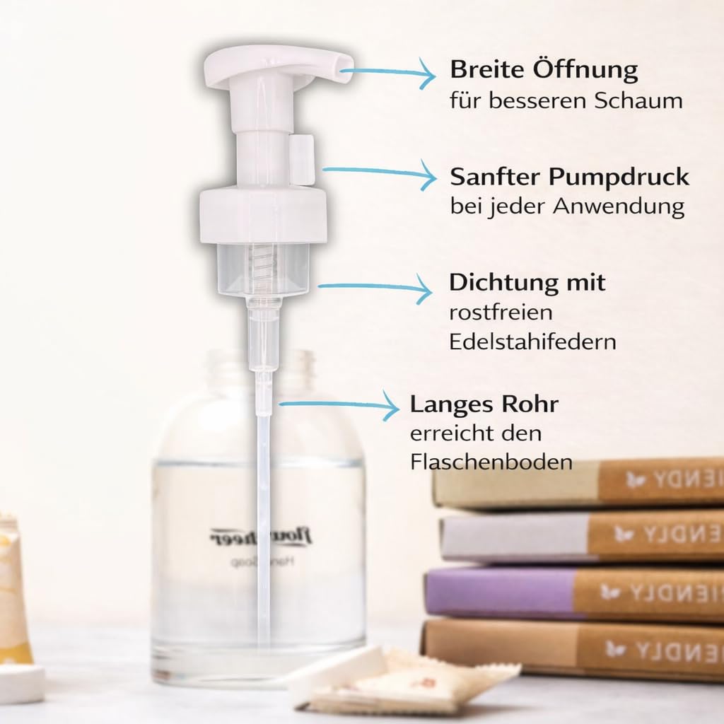 Flowcheer foaming hand soap refill bottle with pump, designed for easy and smooth dispensing. Verified by CuratCart.