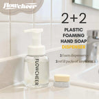 Authentic Flowcheer foaming hand soap refill set includes 2 dispensers and 2 refill packs. Perfect for any scent!