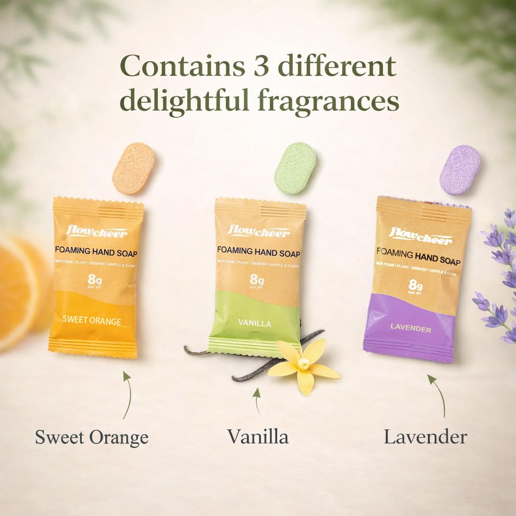 Flowcheer Foaming Hand Soap Refill comes in three delightful scents: Sweet Orange, Vanilla, and Lavender. Imported quality.