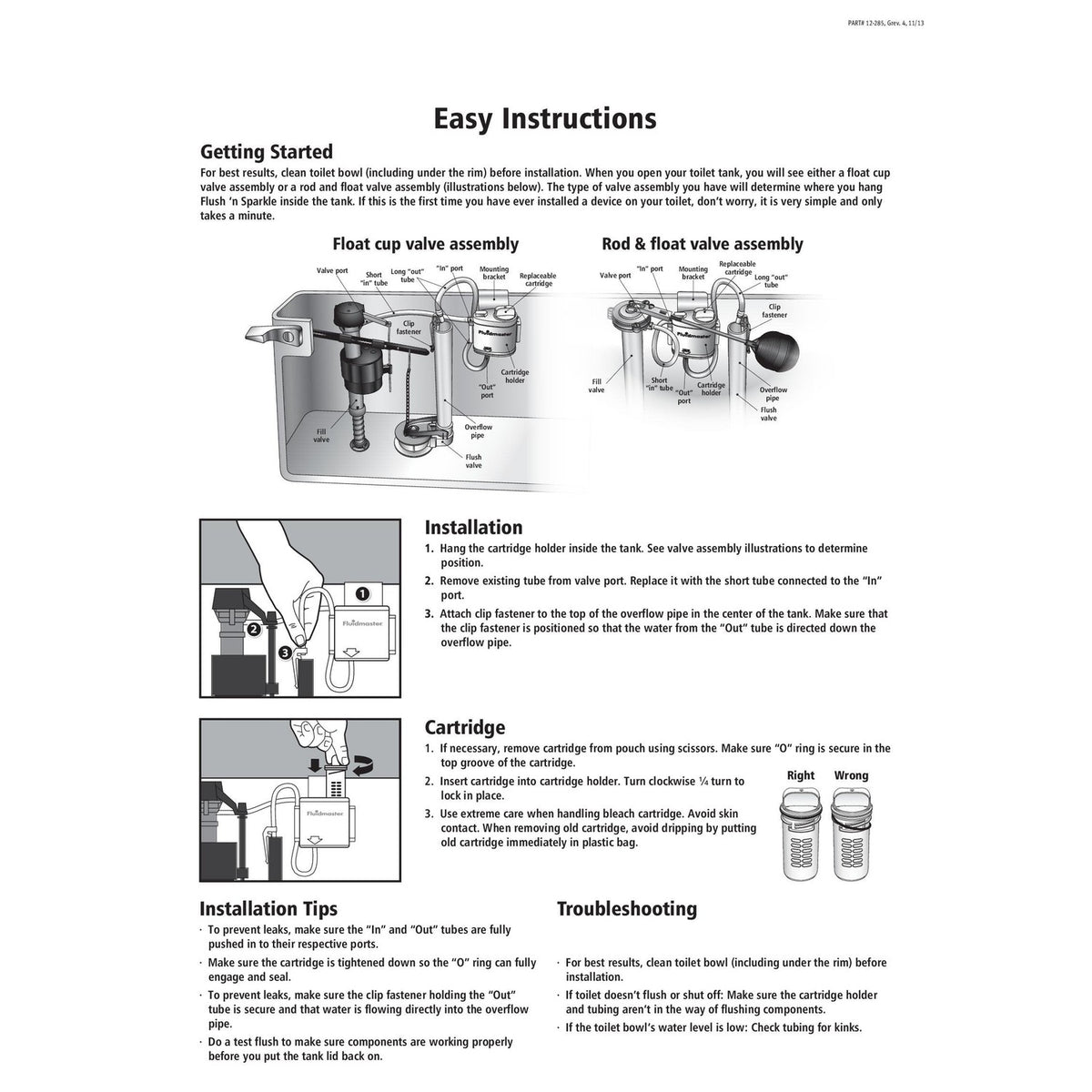 Experience the premium import of the Fluidmaster Toilet Bowl Cleaning System with easy installation instructions from Curat Cart.