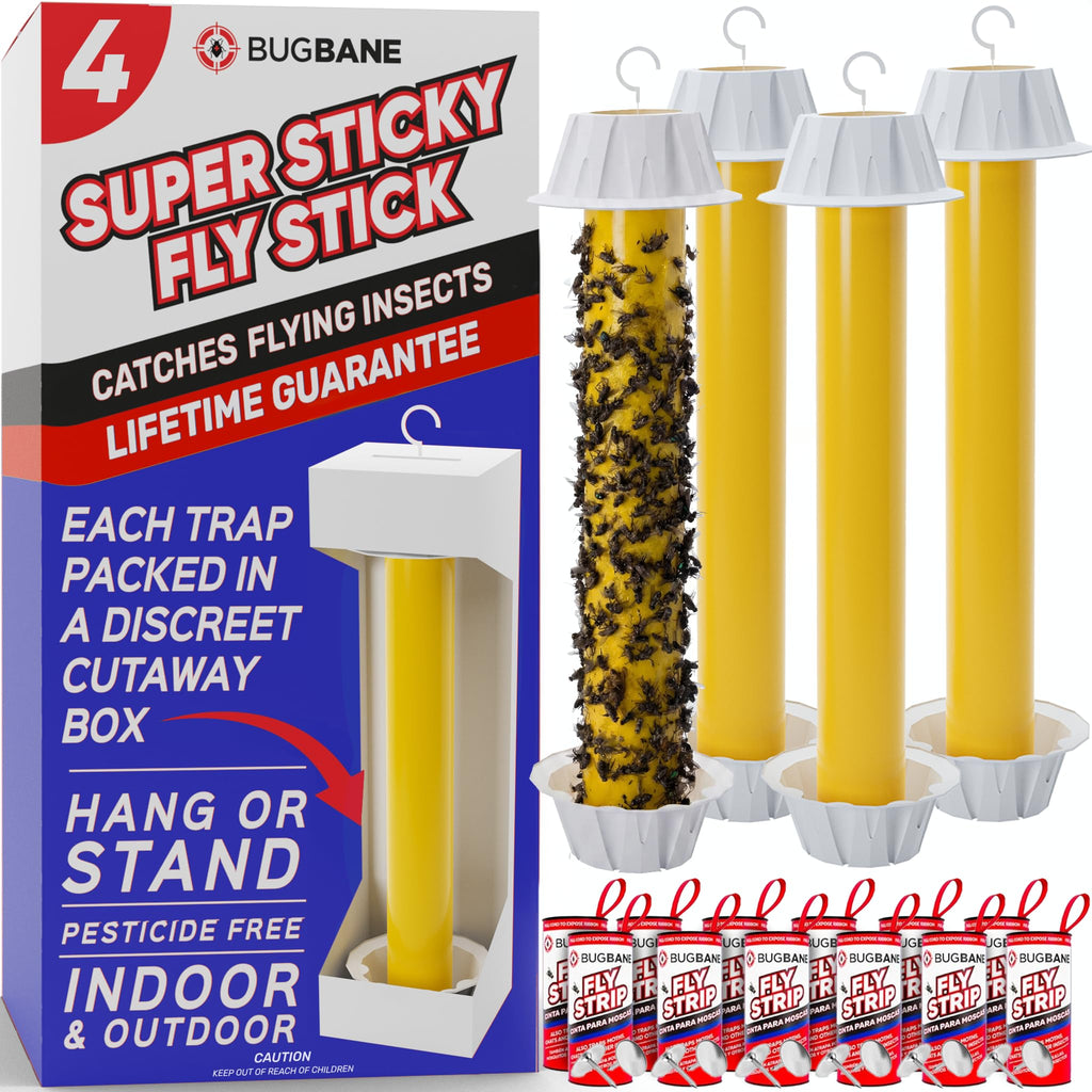 Super Sticky Fly Traps for Home by Bugbane, a premium imported solution for indoor and outdoor insect control, available at Curat Cart.