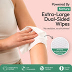 FOMIN travel deodorant wipes for women, powered by nature. Extra-large, dual-sided, textured for deep cleansing, eco-friendly packaging.