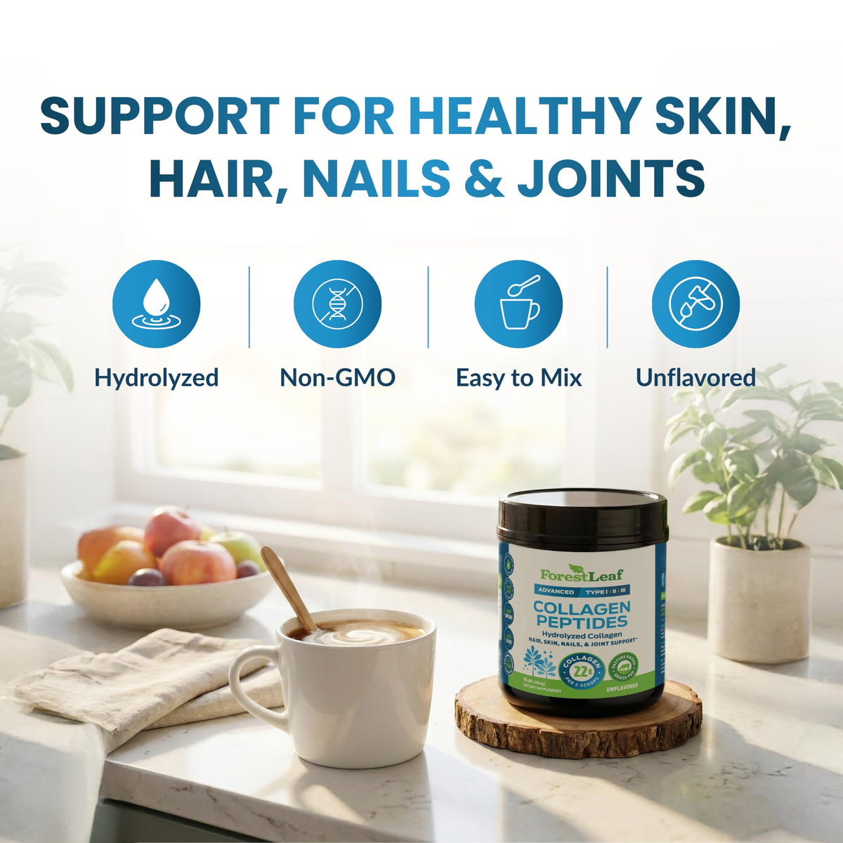 ForestLeaf Collagen Peptides Powder for healthy skin, hair, nails, and joints. Available online in India. Order now!