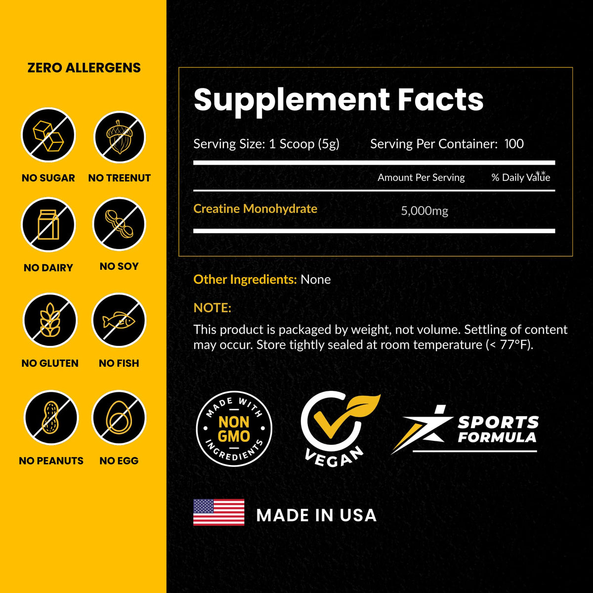 ForestLeaf Creatine Monohydrate Powder supplement facts, verified by CuratCart for quality and trustworthiness.