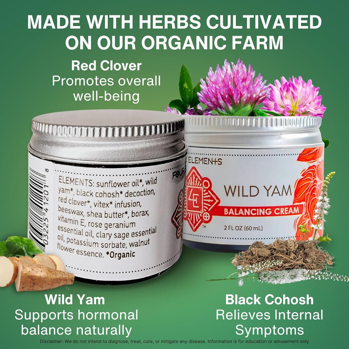 Discover Four Elements Wild Yam Balancing Cream, made with organic herbs. Available in India. Order online today.